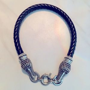 Cabot Braided leather Alligator Head choker